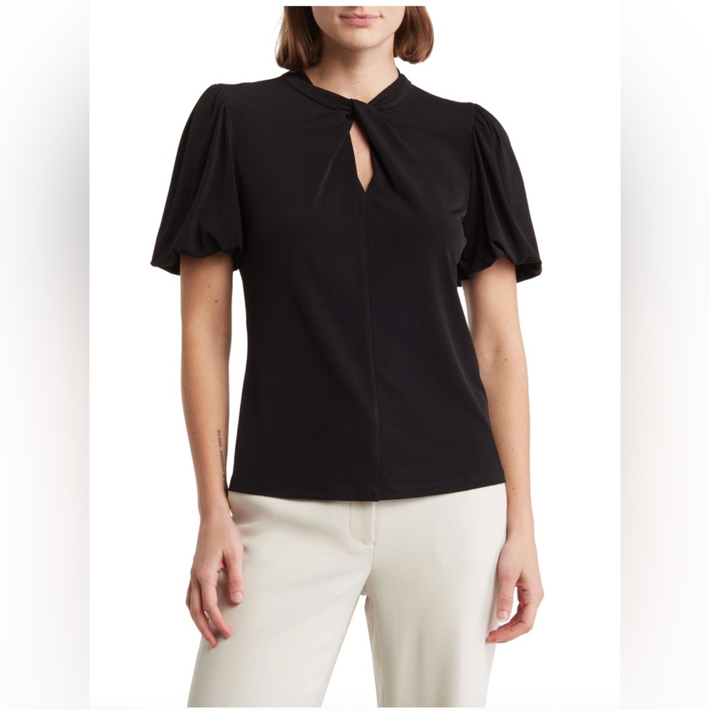 DKNY Black Puff Sleeve Blouse